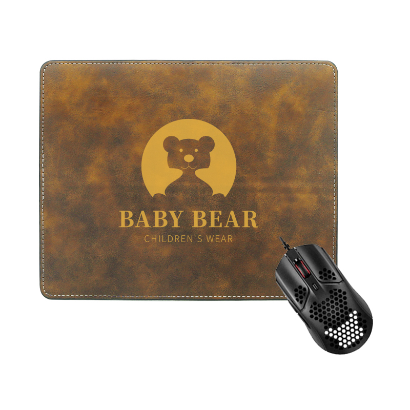 Alfombrilla de ratón rectangular de polipiel con láser, 25 x 20 cm