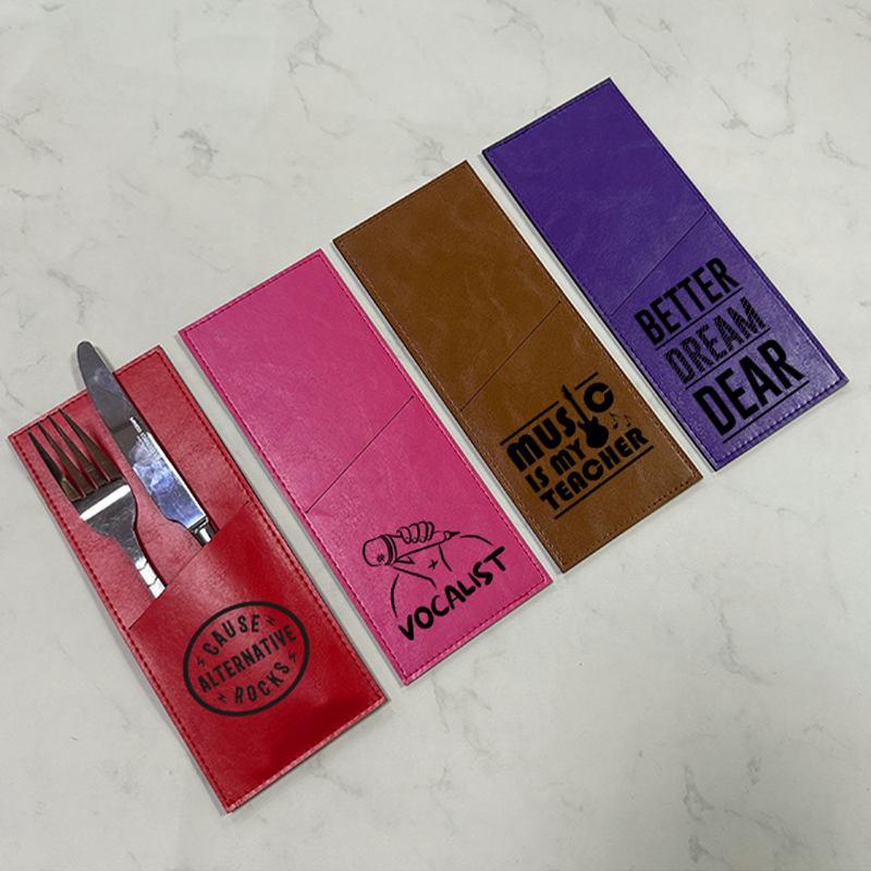 Portacubiertos de polipiel grabables con láser