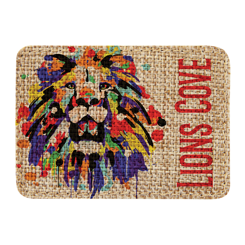 Parche sublimable rectangular de arpillera de 3 1/2' x 2 1/2' con adhesivo