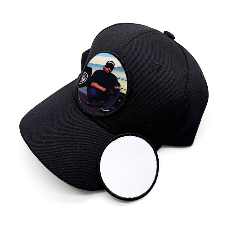 Parche Merrow de tela de sublimación redondo de 3' con adhesivo