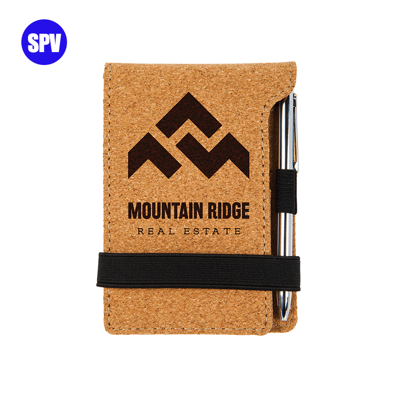 Mini bloc de notas de polipiel láser con bolígrafo