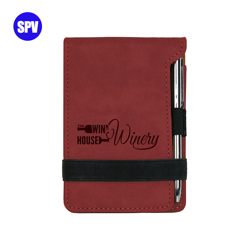 Mini bloc de notas de polipiel láser con bolígrafo