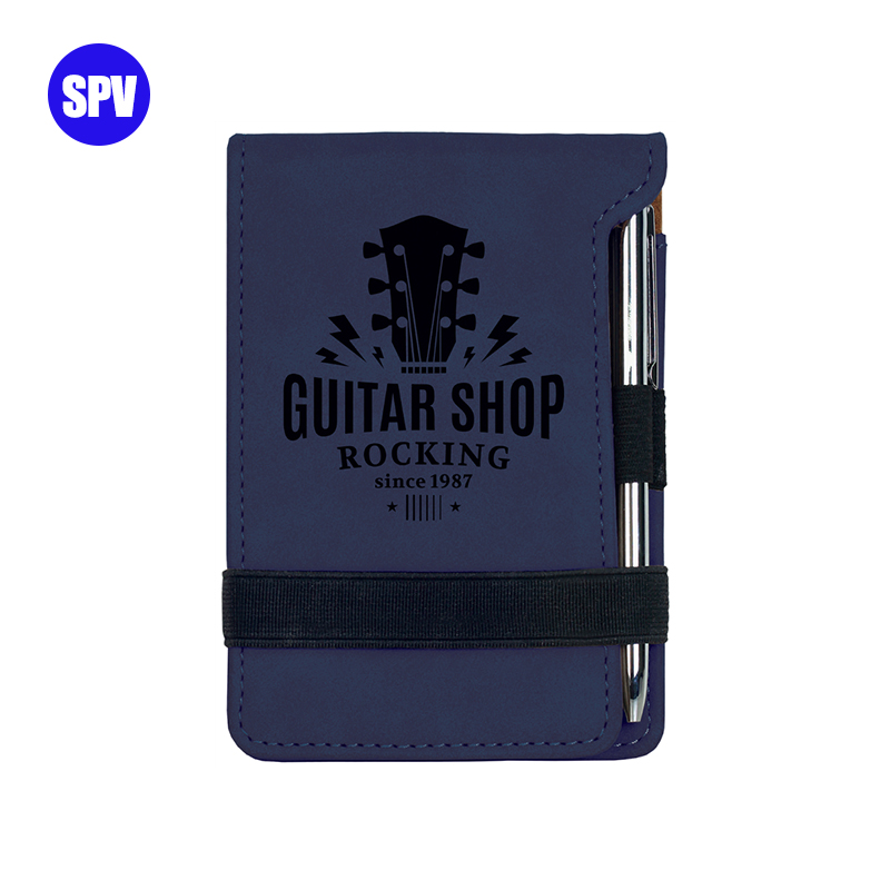 Mini bloc de notas de polipiel láser con bolígrafo