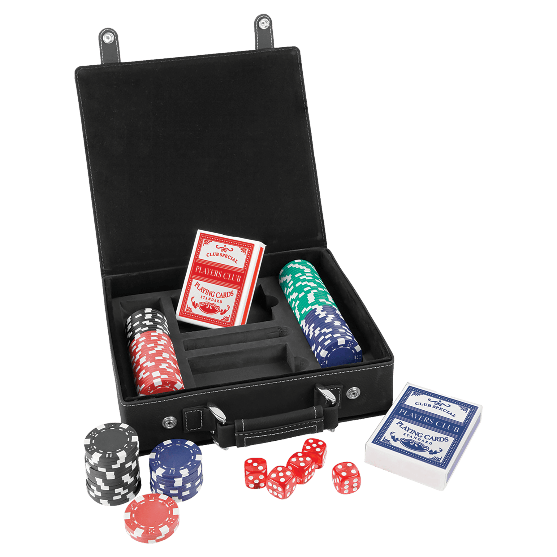 Juegos de dados, cartas y póquer de polipiel con láser