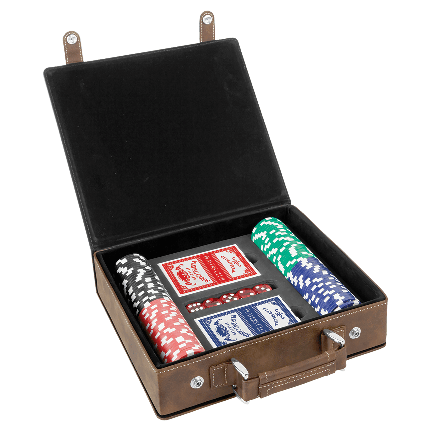 Juegos de dados, cartas y póquer de polipiel con láser