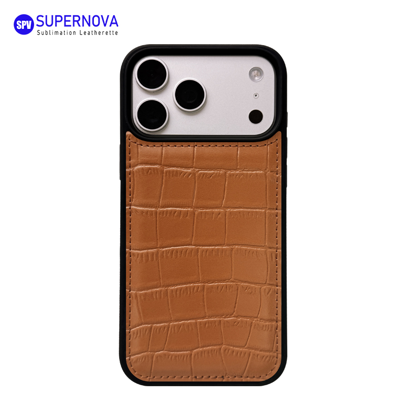 Funda para teléfono de cuero sintético con láser
