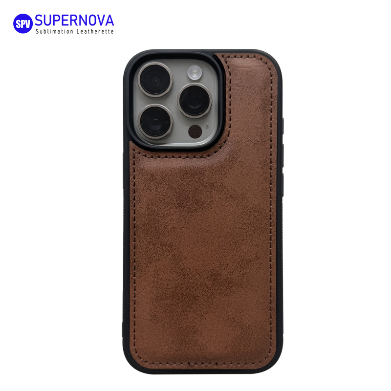 Funda para teléfono de cuero sintético con láser