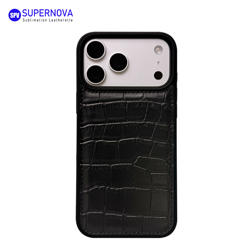 Funda para teléfono de cuero sintético con láser