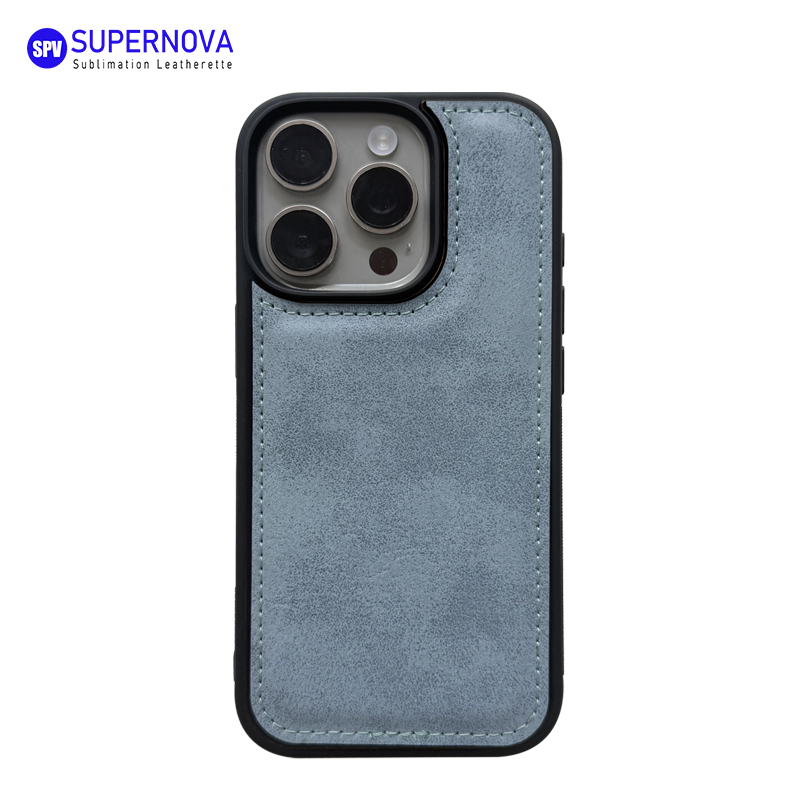 Funda para teléfono de cuero sintético con láser