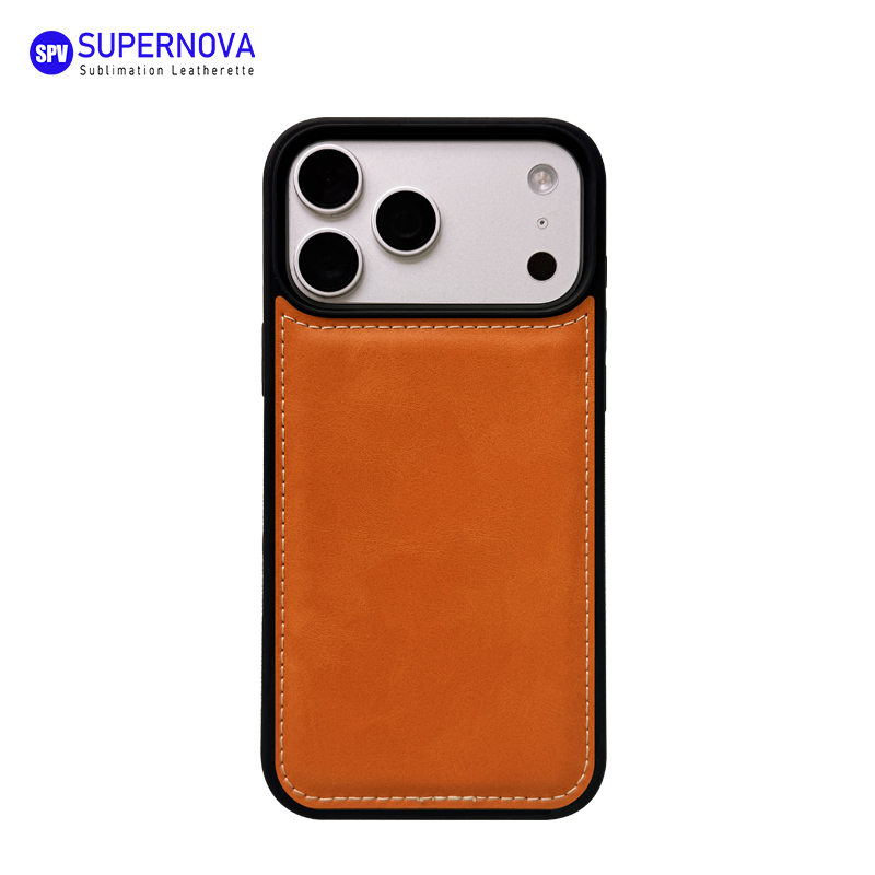 Funda para teléfono de cuero sintético con láser