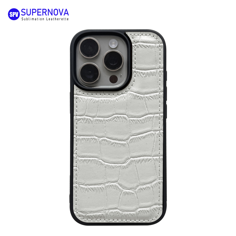 Funda para teléfono de cuero sintético con láser