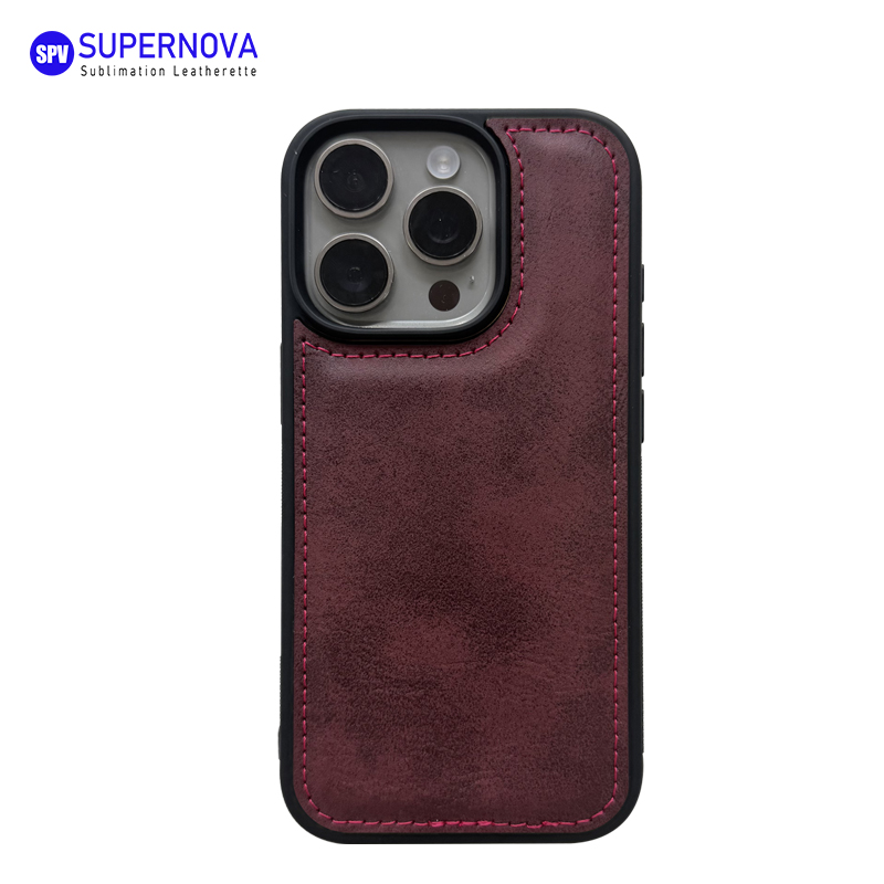 Funda para teléfono de cuero sintético con láser