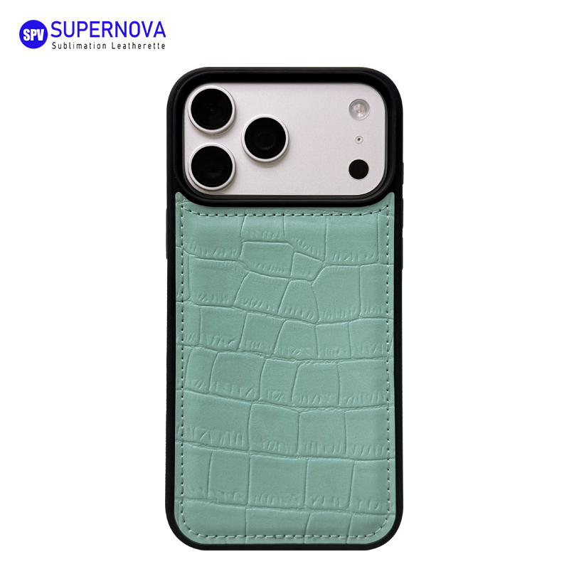 Funda para teléfono de cuero sintético con láser