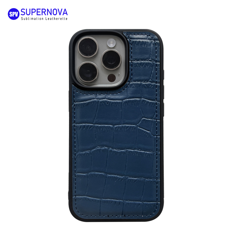 Funda para teléfono de cuero sintético con láser