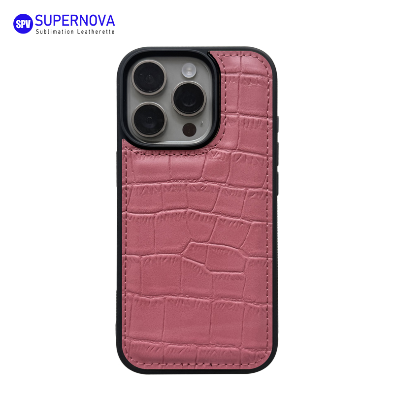 Funda para teléfono de cuero sintético con láser