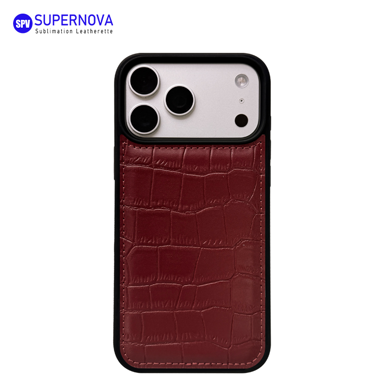 Funda para teléfono de cuero sintético con láser