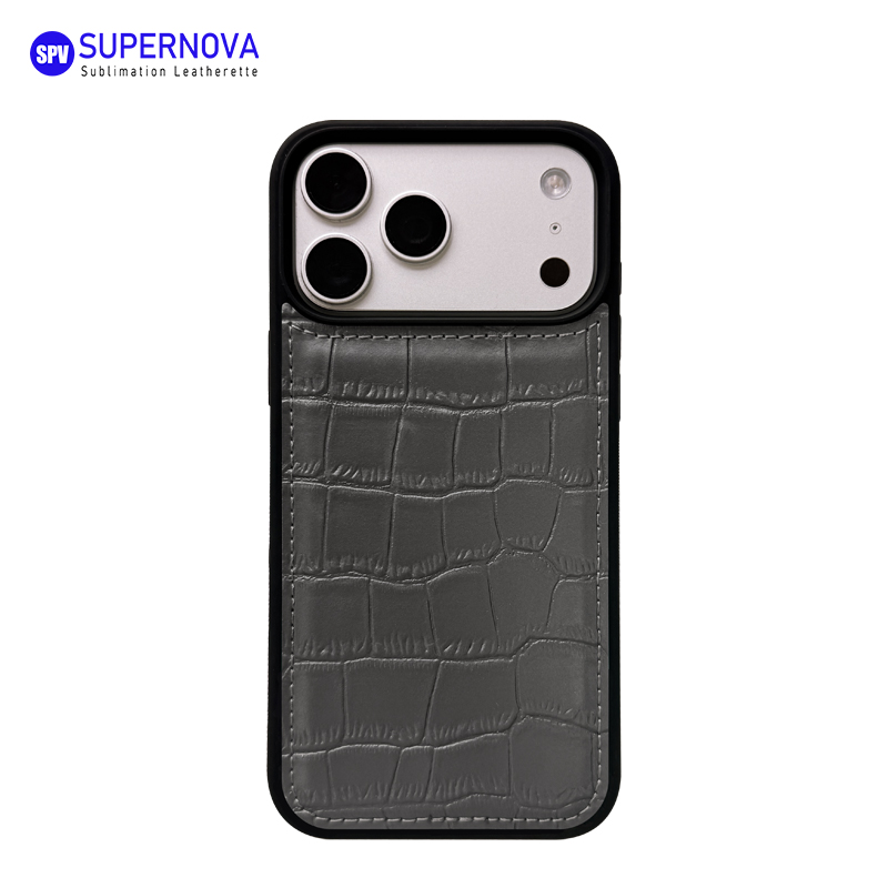 Funda para teléfono de cuero sintético con láser