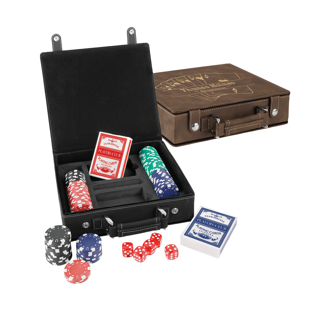 Juegos de dados, cartas y póquer de polipiel con láser