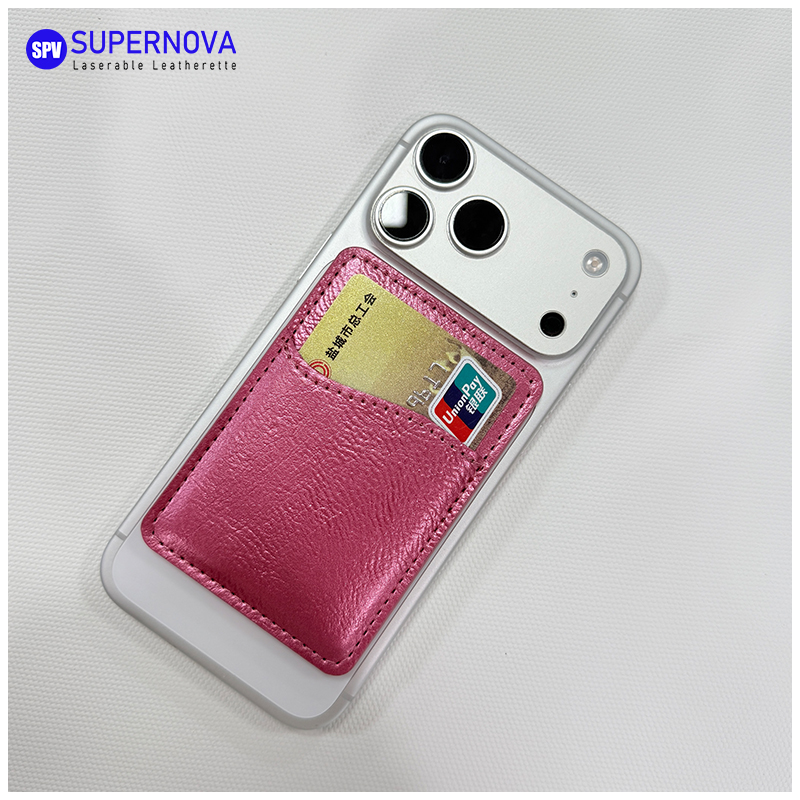 Tarjetero para teléfono de polipiel láser con imán