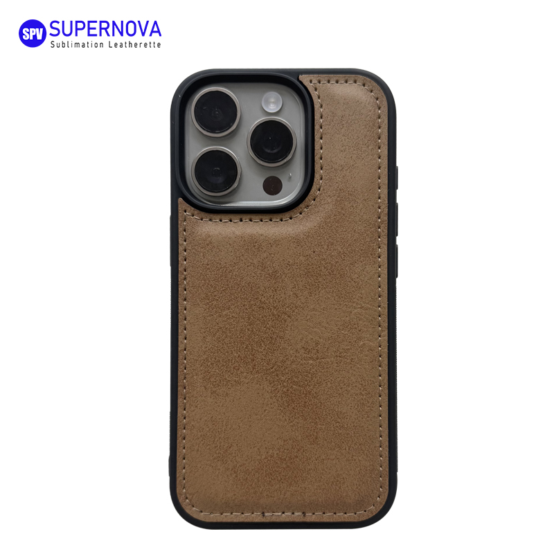 Funda para teléfono de cuero sintético con láser