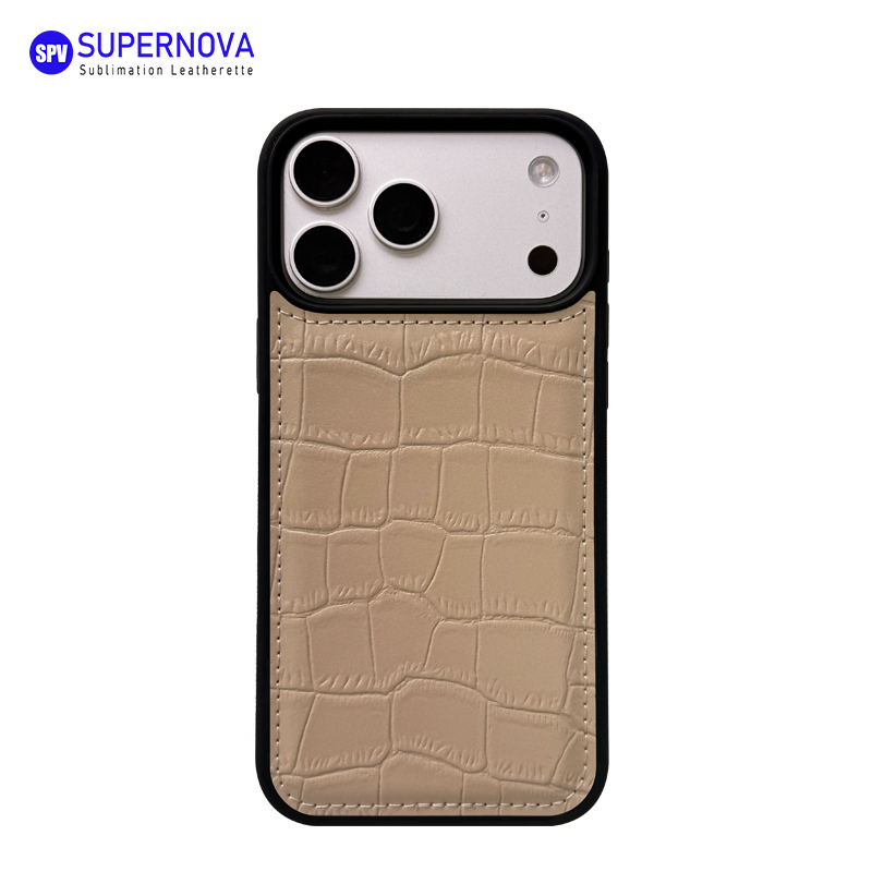 Funda para teléfono de cuero sintético con láser