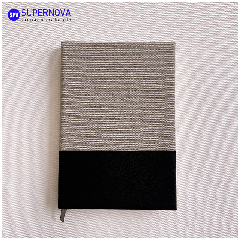Cuaderno de cuero sintético y lona dividido con láser Cuaderno de cuero sintético y lona dividido con láser