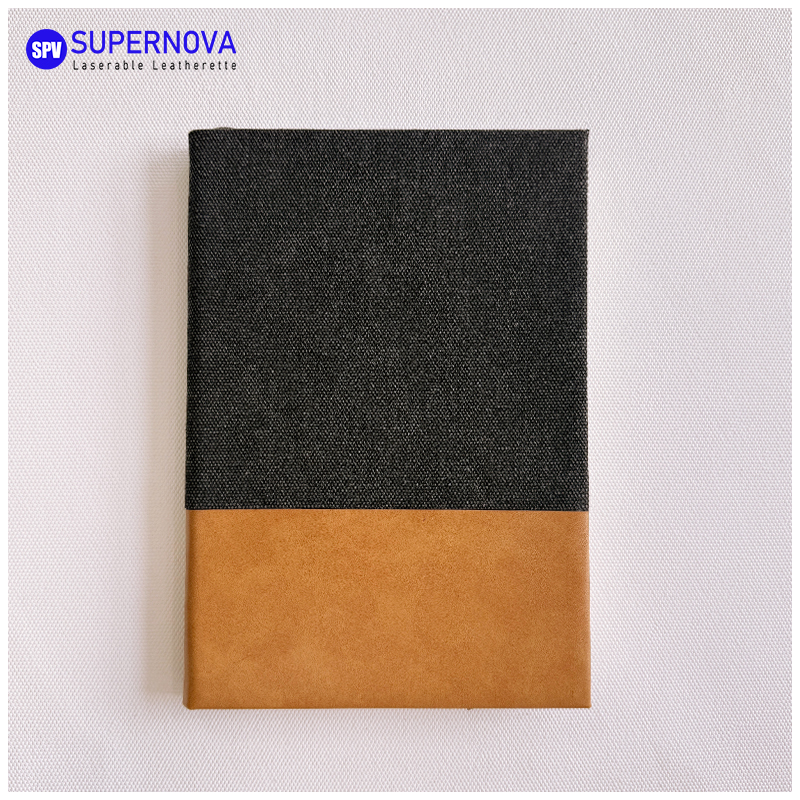 Cuaderno de cuero sintético y lona dividido con láser Cuaderno de cuero sintético y lona dividido con láser