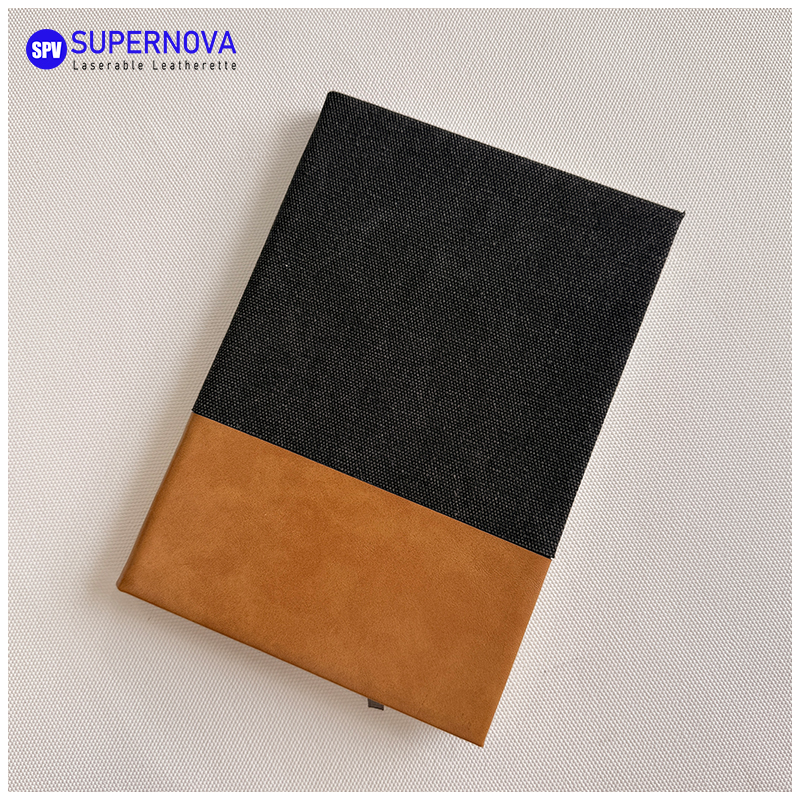 Cuaderno de cuero sintético y lona dividido con láser Cuaderno de cuero sintético y lona dividido con láser
