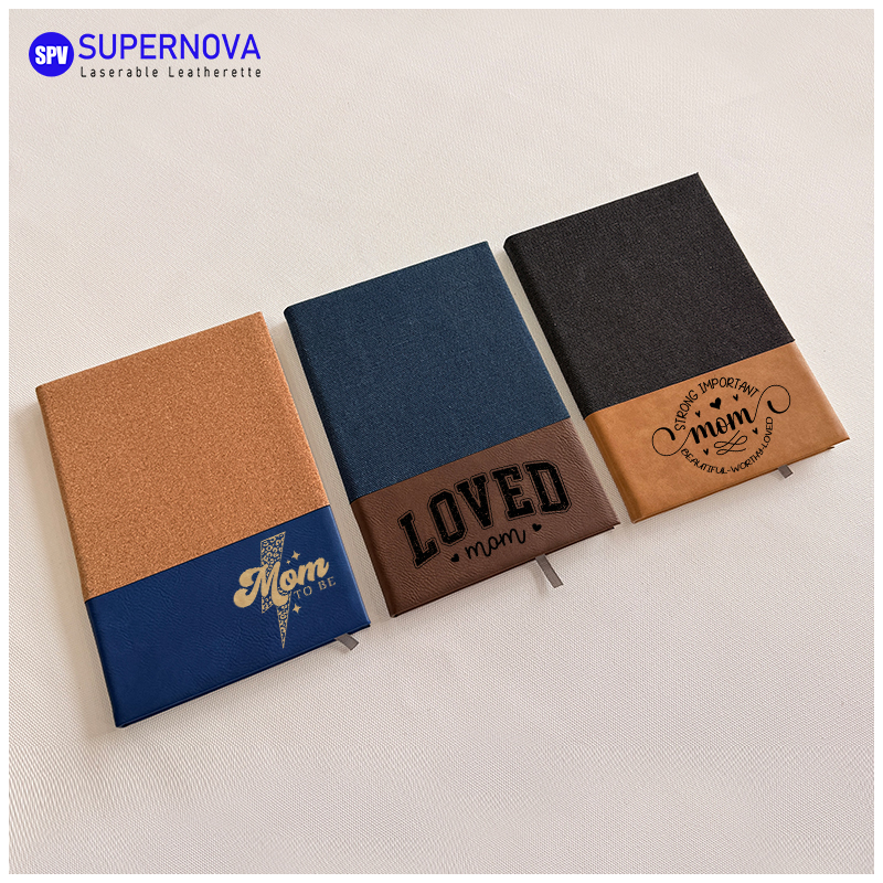 Cuaderno de cuero sintético y lona dividido con láser Cuaderno de cuero sintético y lona dividido con láser