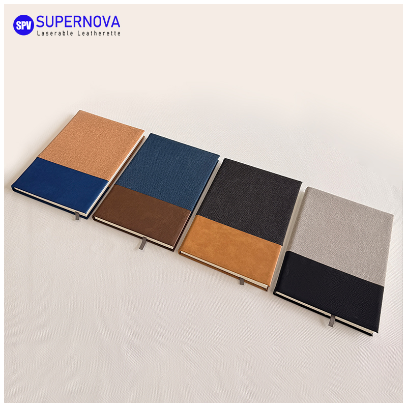 Cuaderno de cuero sintético y lona dividido con láser Cuaderno de cuero sintético y lona dividido con láser