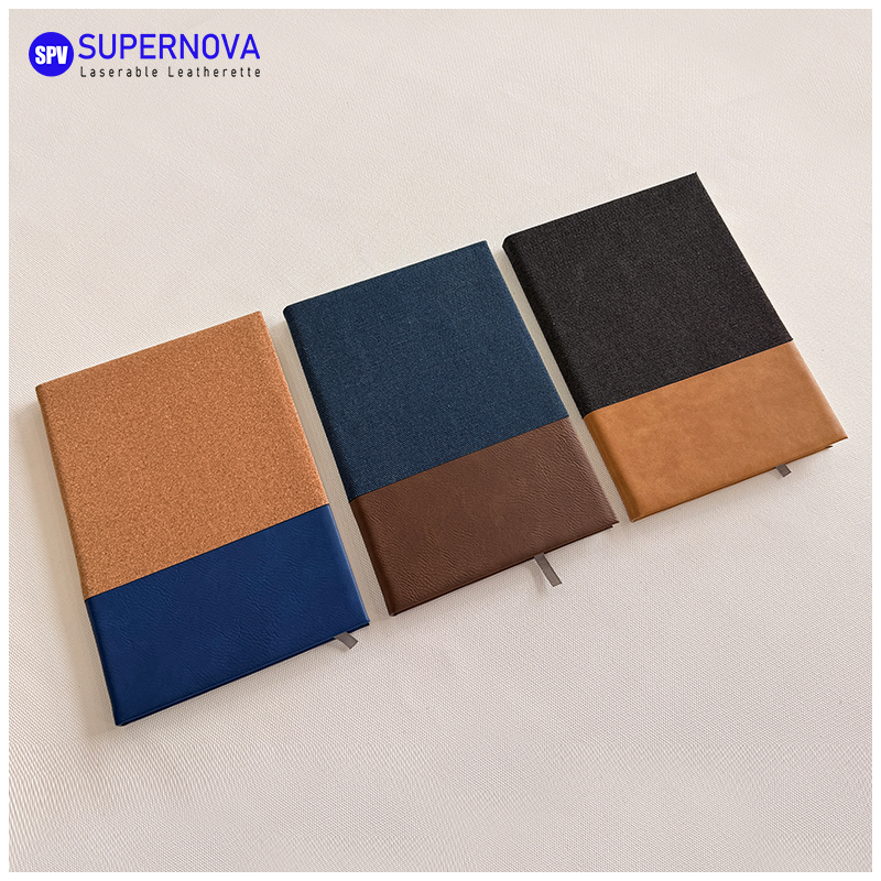 Cuaderno de cuero sintético y lona dividido con láser Cuaderno de cuero sintético y lona dividido con láser