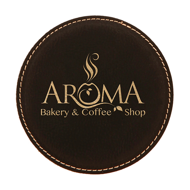 Juego De 6 Posavasos Redondos De Cuero Sintético Láserizable