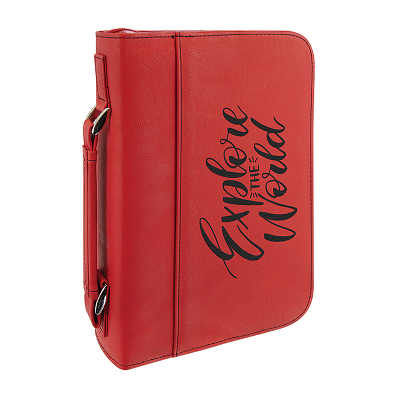 Funda para libro de cuero sintético de 6 3/4' x 9 1/4' con cierre de cremallera