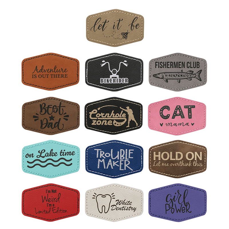 Parches de cuero sintético hexagonal de 3 1/2' x 2 1/2' Parches de cuero sintético hexagonal de 3 1/2' x 2 1/2'