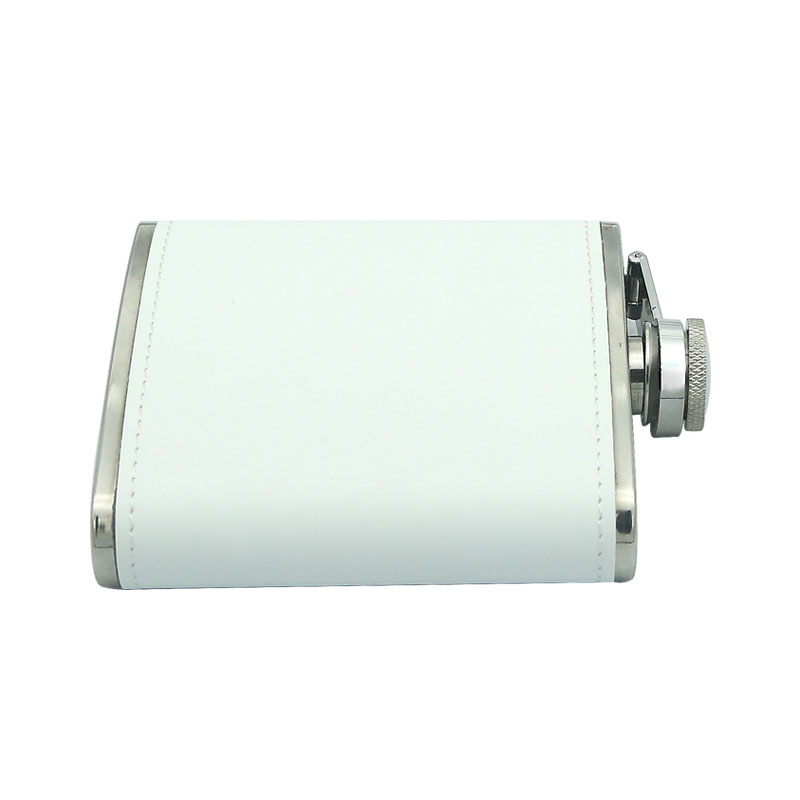 Frasco de Acero Inoxidable con Recubrimiento de Cuero Sintético para Sublimación 6 oz Frasco de Acero Inoxidable con Recubrimiento de Cuero Sintético para Sublimación 6 oz