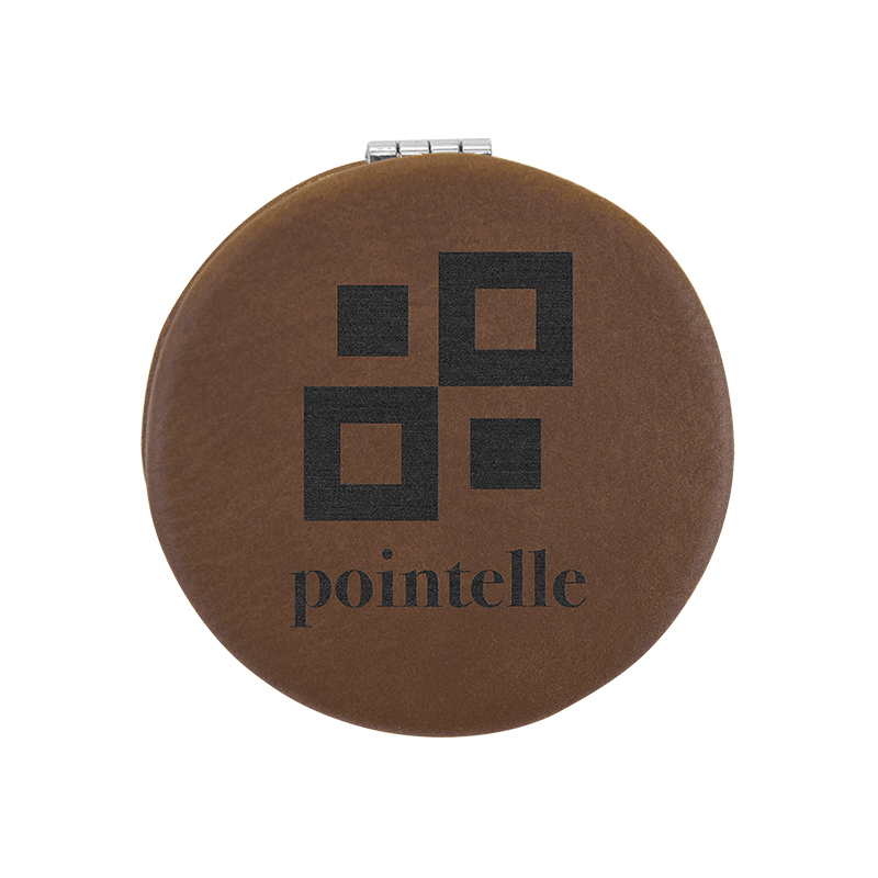 Espejo compacto de cuero con láser Espejo compacto de cuero con láser