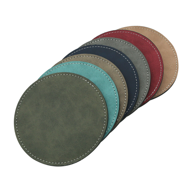 Posavasos de cuero PU con sublimación - Redondo Posavasos de cuero PU con sublimación - Redondo