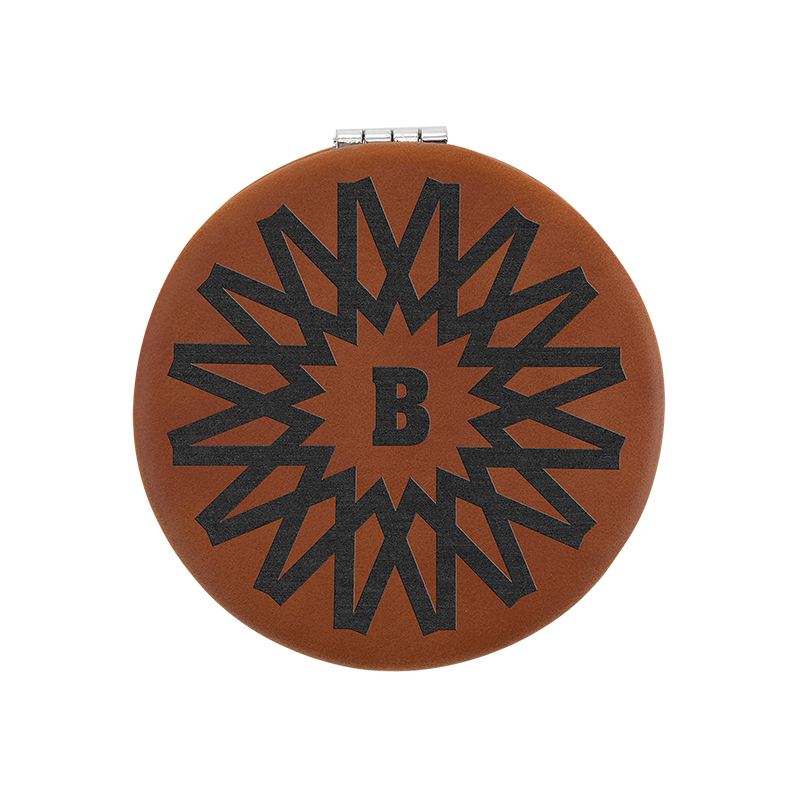 Espejo compacto de cuero con láser Espejo compacto de cuero con láser