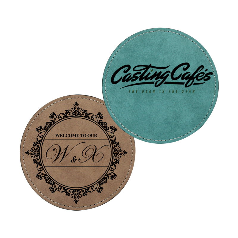 Posavasos de cuero PU con sublimación - Redondo Posavasos de cuero PU con sublimación - Redondo