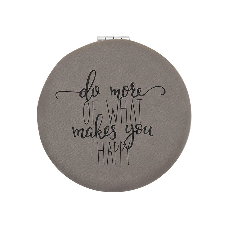 Espejo compacto de cuero con láser Espejo compacto de cuero con láser