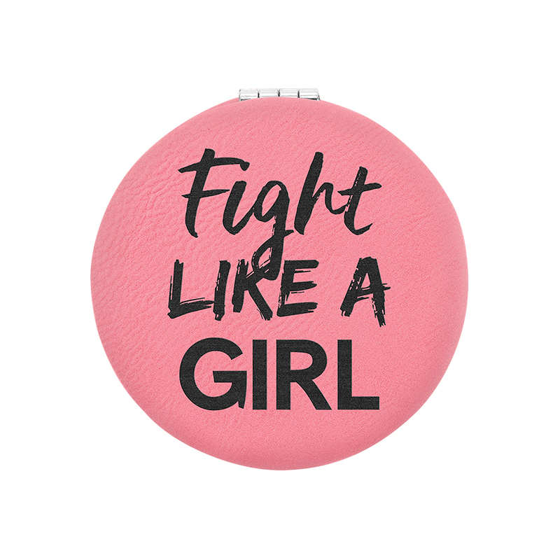 Espejo compacto de cuero con láser Espejo compacto de cuero con láser