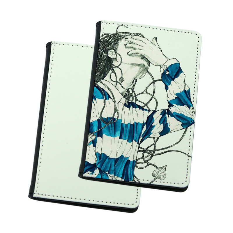 Funda de pasaporte de polipiel sublimada con interior de piel PU