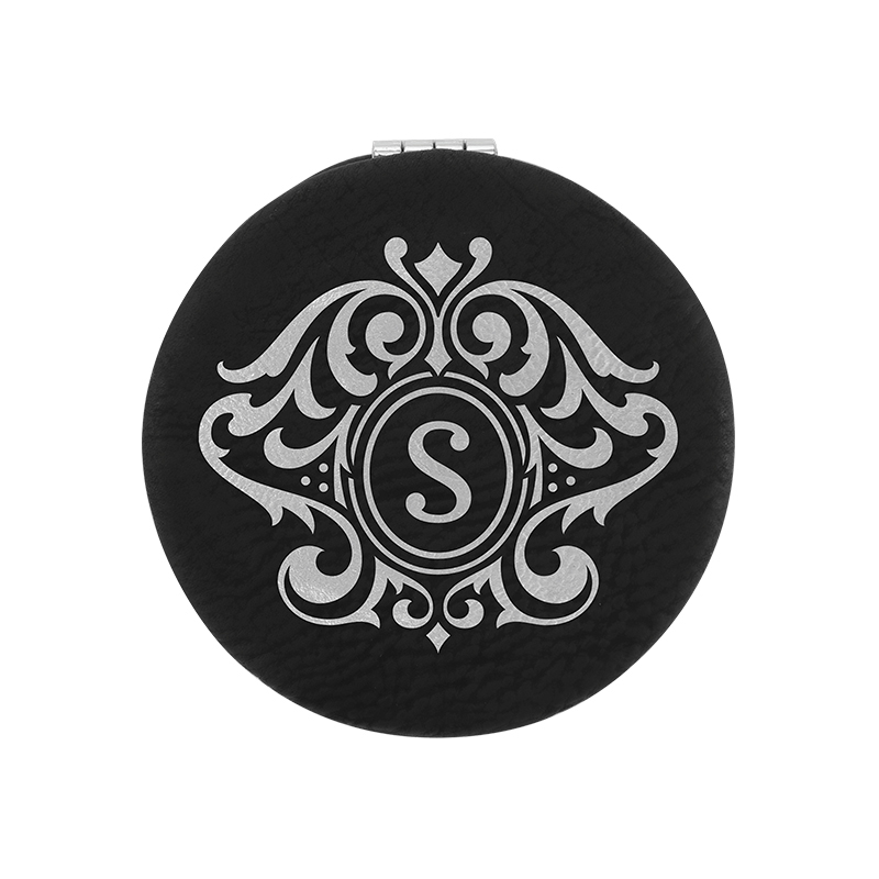 Espejo compacto de cuero con láser Espejo compacto de cuero con láser