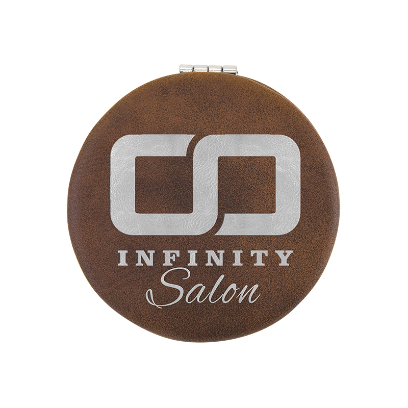 Espejo compacto de cuero con láser Espejo compacto de cuero con láser