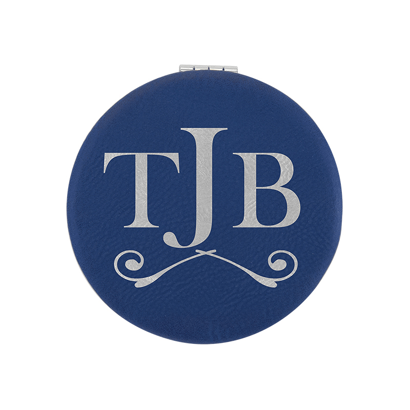 Espejo compacto de cuero con láser Espejo compacto de cuero con láser