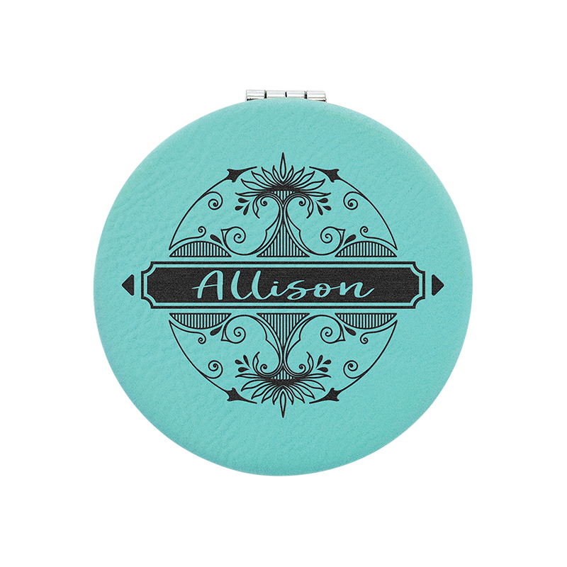 Espejo compacto de cuero con láser Espejo compacto de cuero con láser