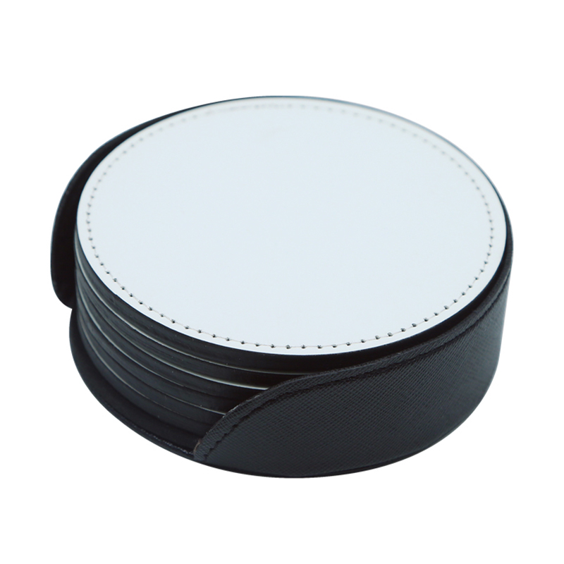 Posavasos de cuero PU con sublimación - Redondo Posavasos de cuero PU con sublimación - Redondo