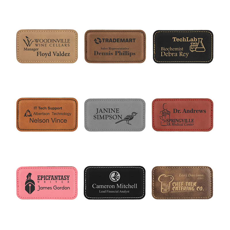 Insignias de nombre rectangulares grandes de polipiel Insignias de nombre rectangulares grandes de polipiel