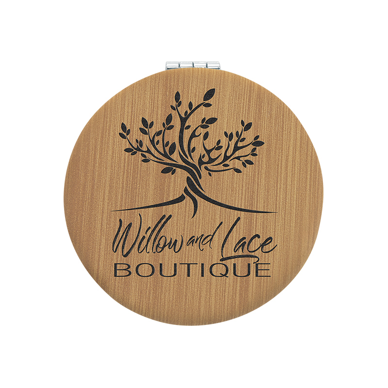 Espejo compacto de cuero con láser Espejo compacto de cuero con láser