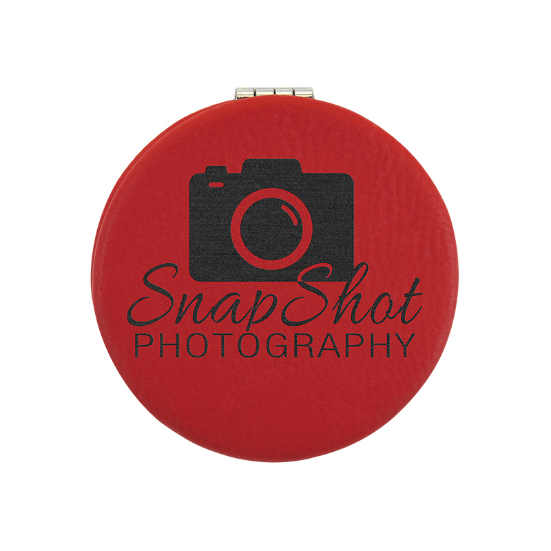 Espejo compacto de cuero con láser Espejo compacto de cuero con láser